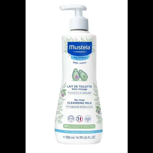 Mustela Lait de Toilette Sans Rinçage à l'Avocat Bio (500 ml)