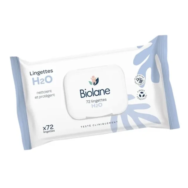 Biolane Lingettes Épaisses H2O (Paquet de 72 lingettes)
