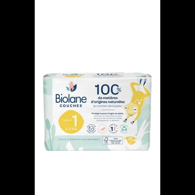 Biolane Couches Écologiques Taille 1 (2-5kg) 28 unités