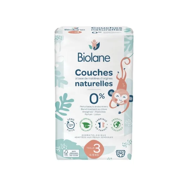 Biolane Couches Écologiques Taille 3 (4-9 kg) 52 Unités